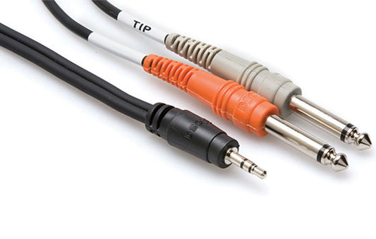 Hosa CMP-153 Y Cable 3.5mm TRS to 1/4"" TS 3ft