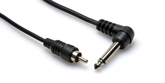 Hosa CPR-103R Unbalanced Interconnect, Right-Angle 1/4"" In TS to RCA, 3ft