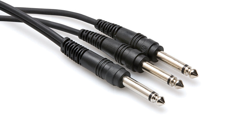 Hosa CYP-103 Y Cable 1/4"" TS to 1/4"" TS 3ft