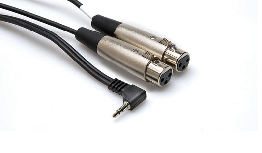 Hosa CYX-405F Y Cable Angled 3.5mm TRS to Dual Female XLR 5ft