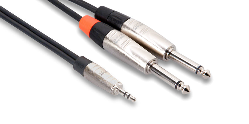 Hosa HMP-003Y Pro Y Cable 3.5mm TRS to 1/4"" TS 3ft