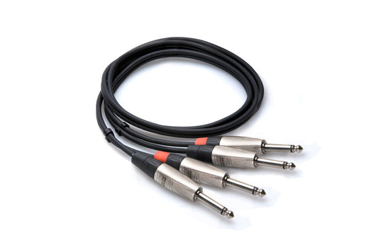 Hosa HPP-010x2 Pro Stereo Interconnect, Dual REAN 1/4"" In TS to Same, 10ft