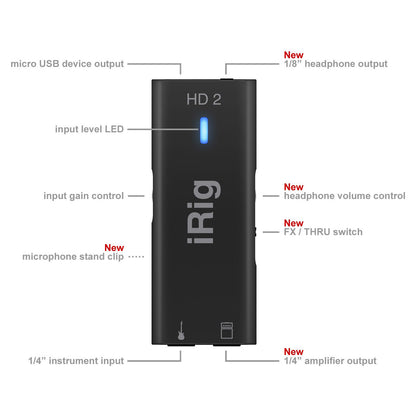 IK Multimedia iRig HD 2 High Quality Digital Guitar Interface for iOS Devices
