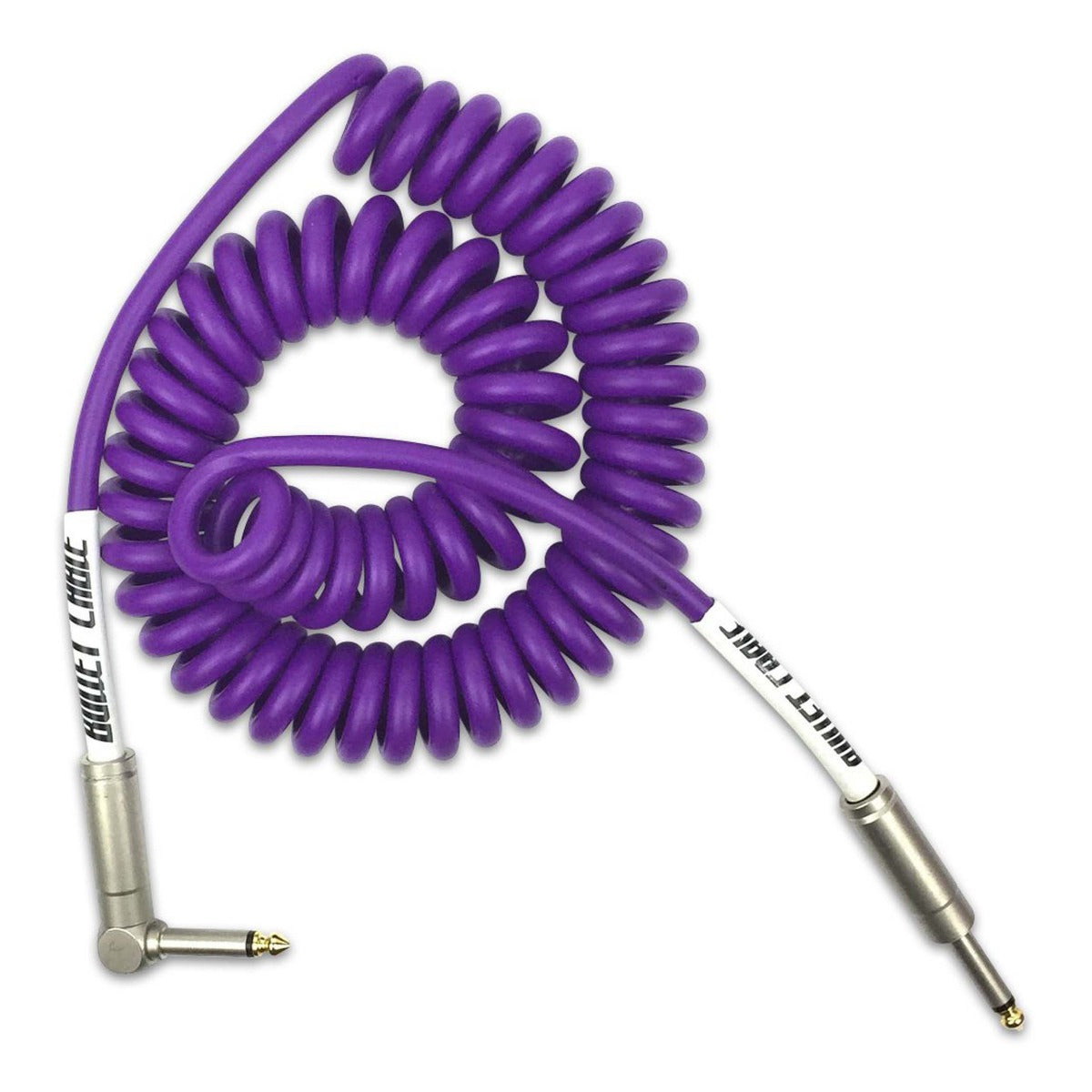 Bullet Cable 15’ Coil Guitar Cable Straight to Right Angle - Purple