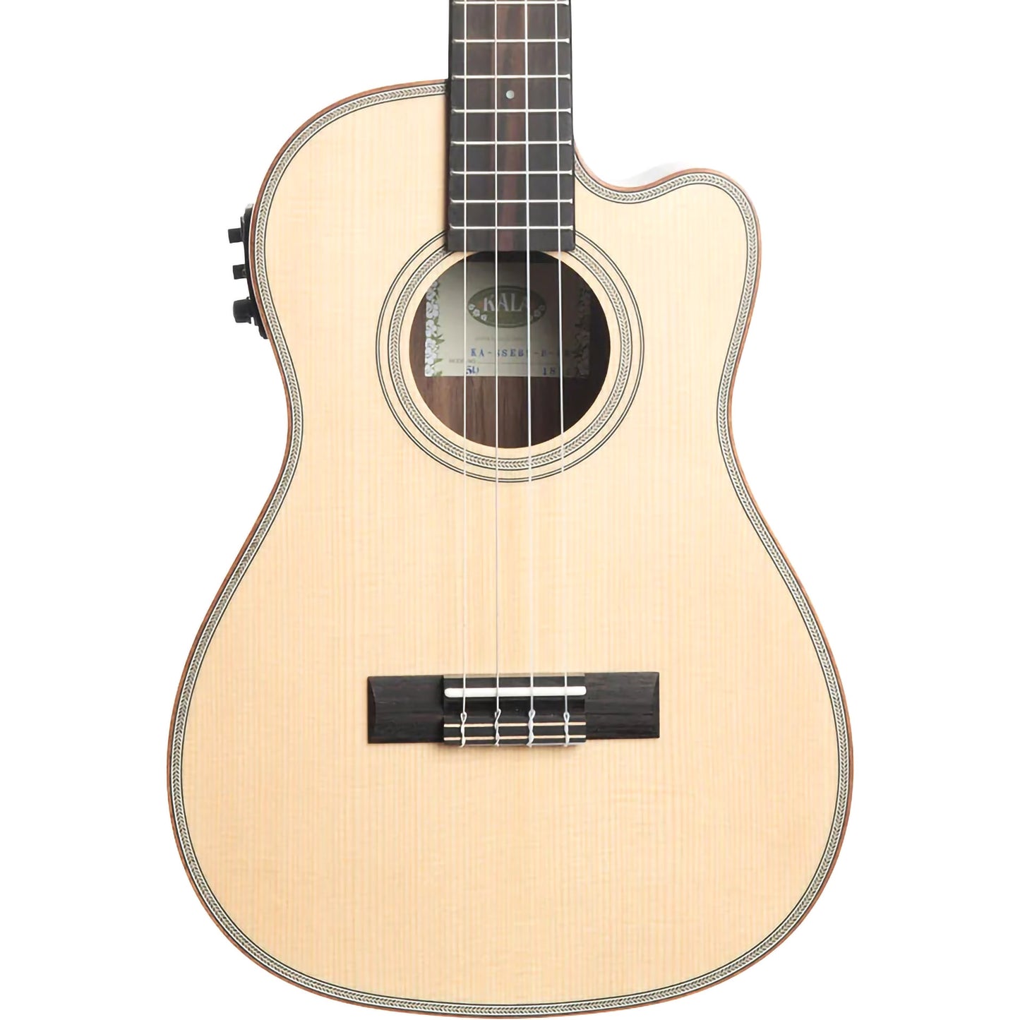 Kala Solid Spruce Striped Ebony Baritone Cutaway Ukulele w/ EQ