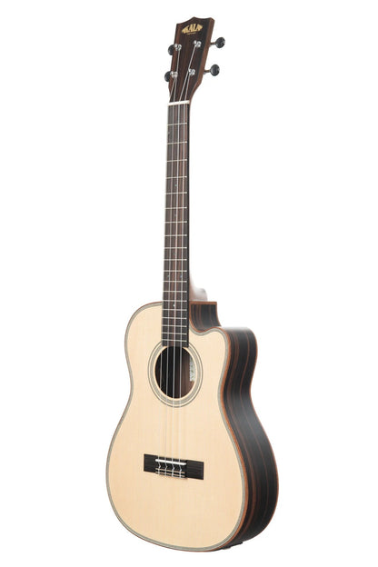 Kala Solid Spruce Striped Ebony Baritone Cutaway Ukulele w/ EQ