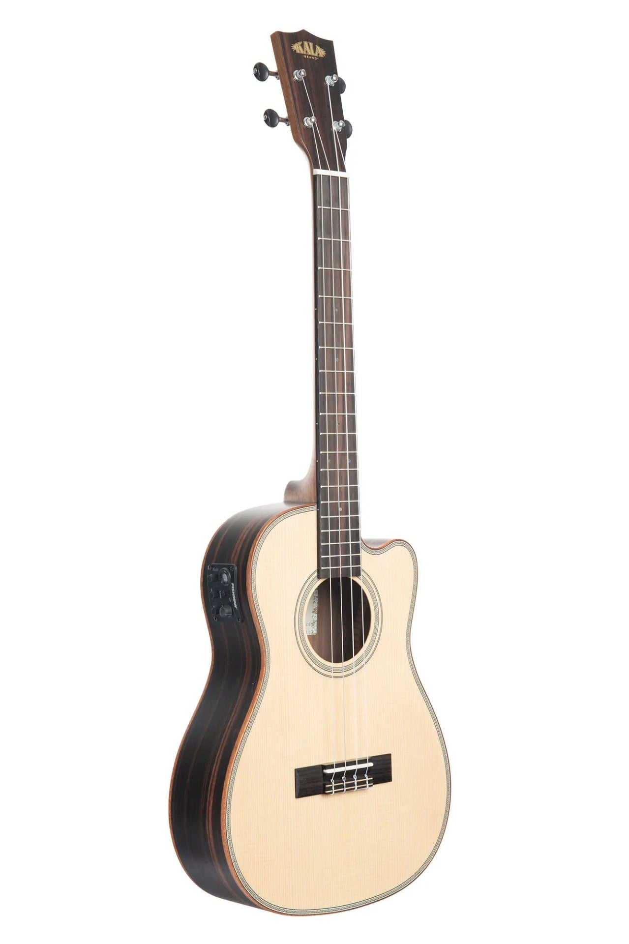 Kala Solid Spruce Striped Ebony Baritone Cutaway Ukulele w/ EQ