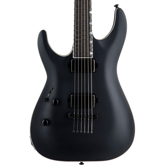 ESP LTD MH-1000 Baritone Left Handed Electric Guitar, Black Satin