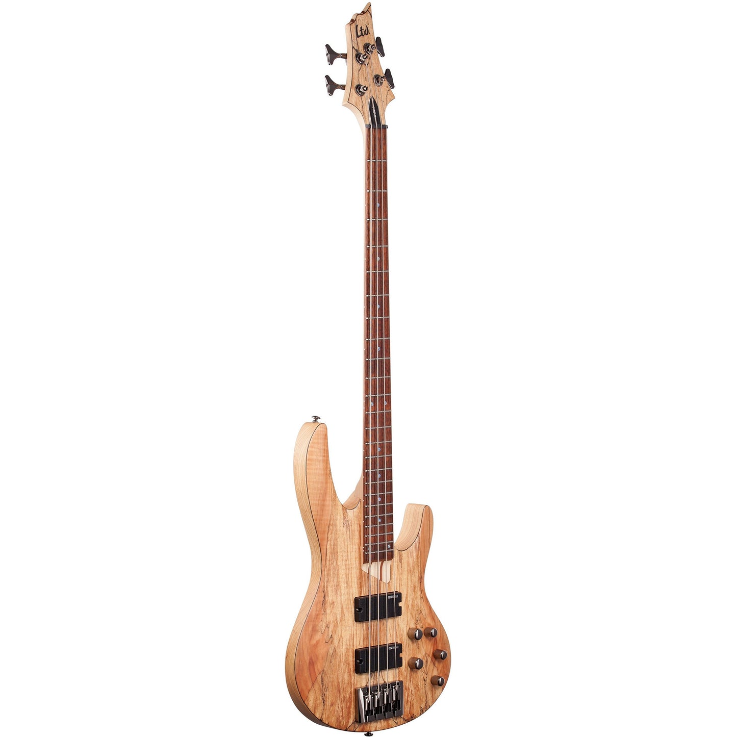 ESP LTD B-204SM Spalted Maple Electric Bass Guitar, Natural Satin