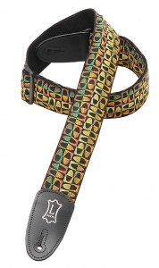 Levys 2" 60's Hootenanny Jacquard Weave Guitar Strap in Brown Pat