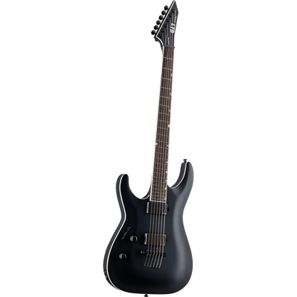 ESP LTD MH-1000 Baritone Left Handed Electric Guitar, Black Satin