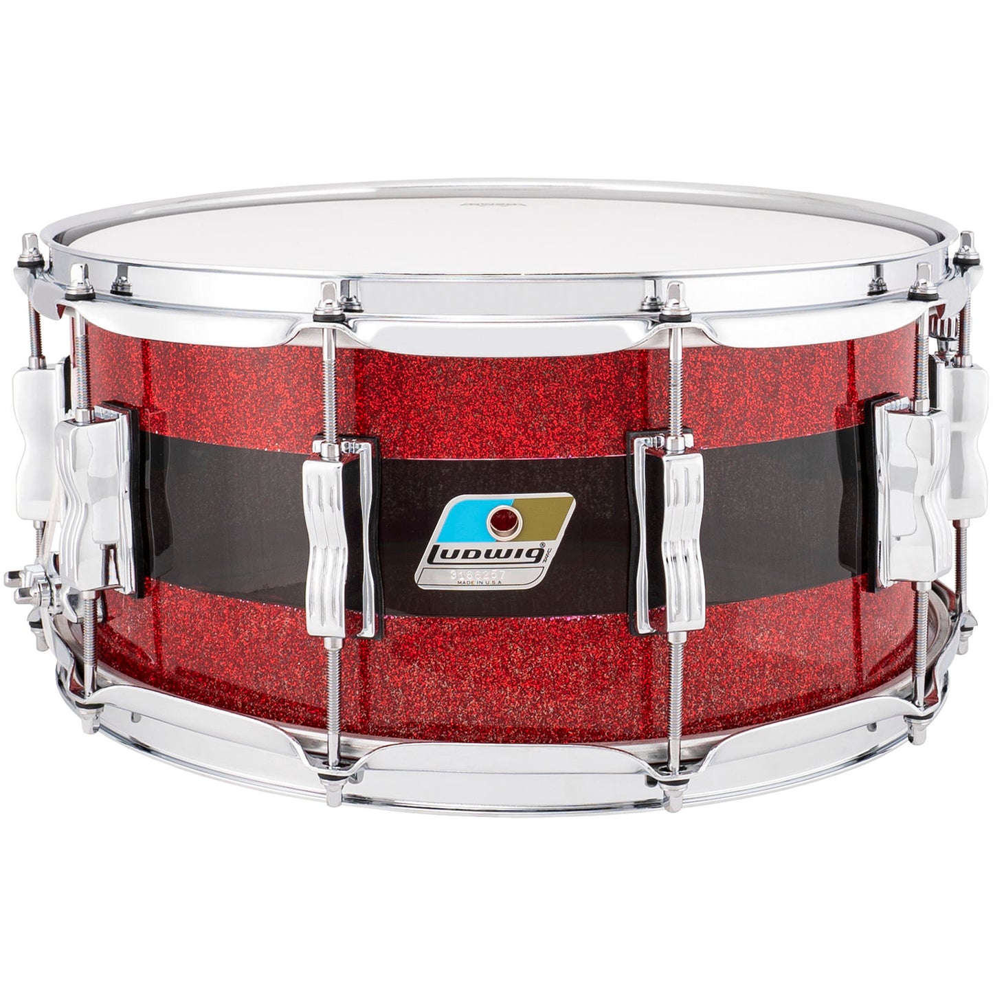 Ludwig 50th Ltd 6.5x14 Vistalite Snare Drum - Red Sparkle Smoke Red Sparkle