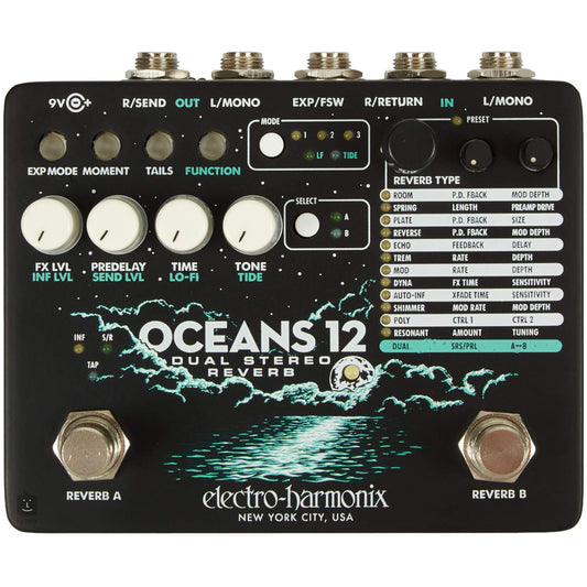Electro Harmonix Oceans 12 Duel Stereo Reverb Pedal