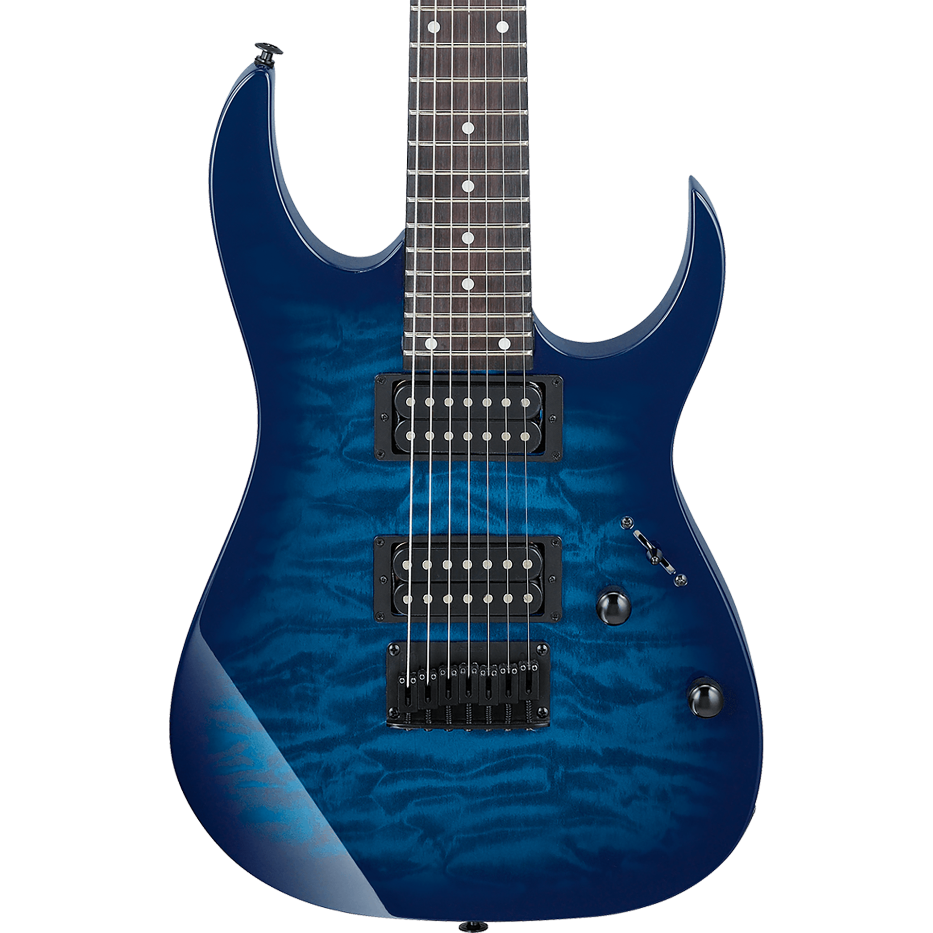 Ibanez GRG7221 QA-TBB 7弦ギター Ibanez GRG7221QATBB RG 7-String Electric Guitar, Transparent Blue