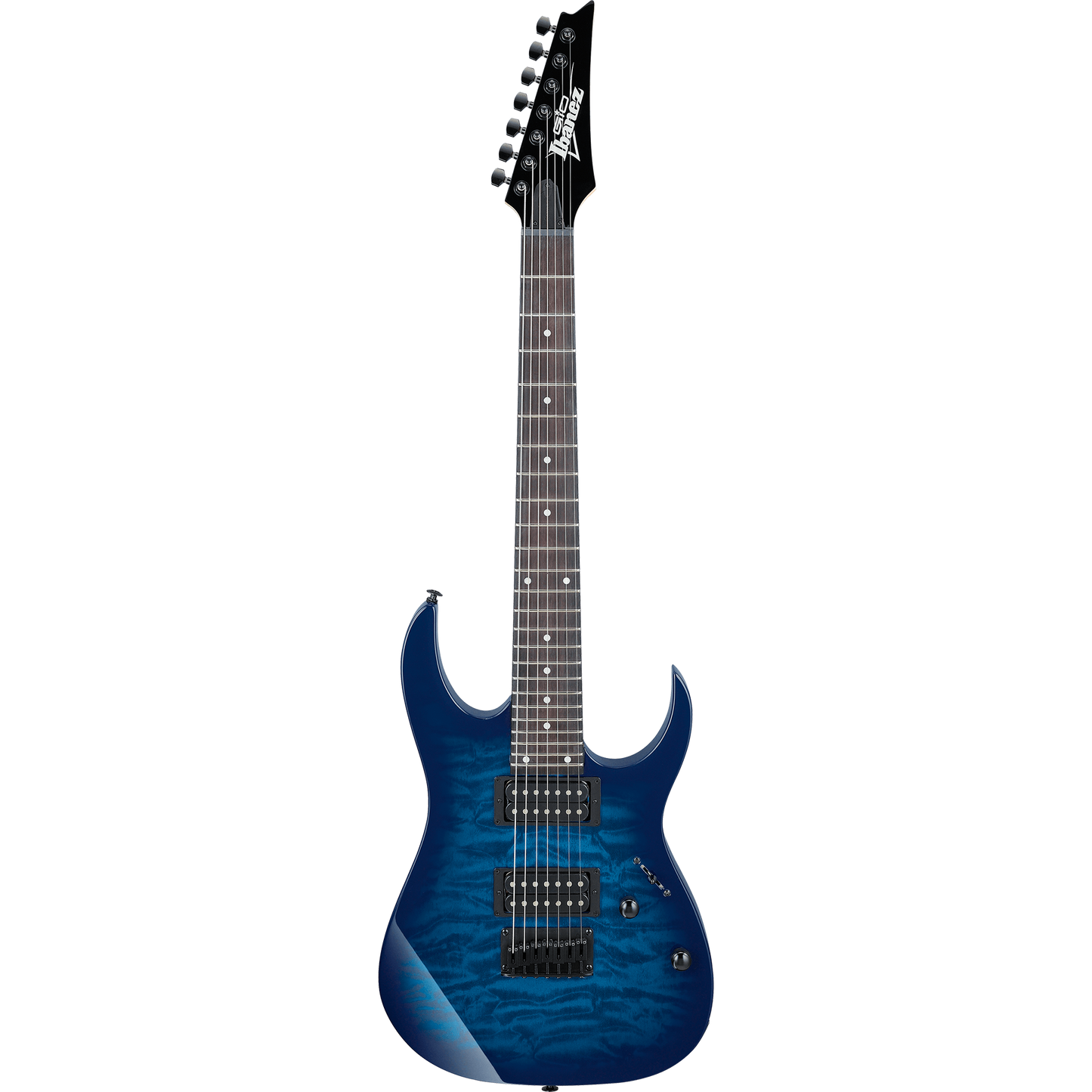 Ibanez GRG7221QATBB RG 7-String Electric Guitar, Transparent Blue Ibanez GRG7221QATBB RG 7-String Electric Guitar, Transparent Blue