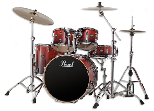 Pearl Vision VBA Series 5 Piece Drumset in Ruby Fade Eucalyptus finish