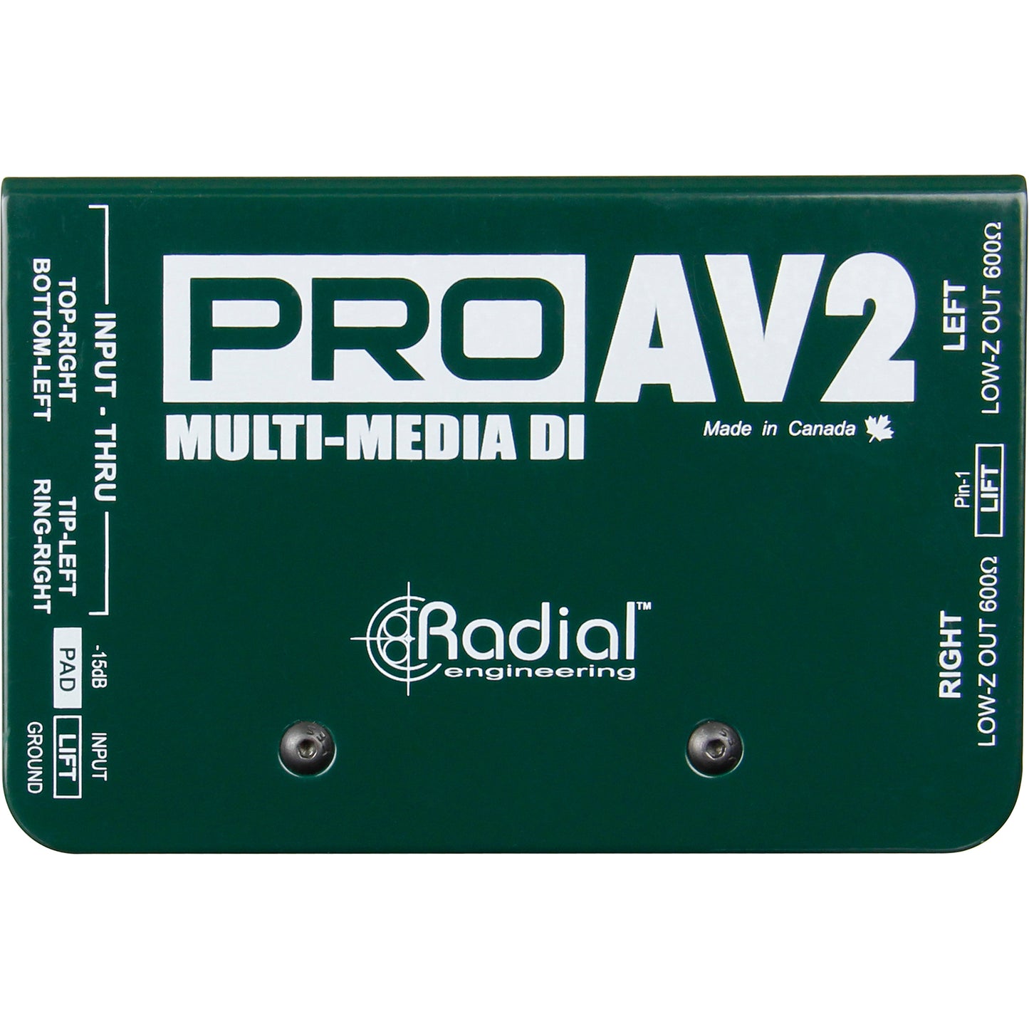 Radial ProAv2 PRO AV2 Passive Stereo Multimedia DI with RCA 3.5mm, XLR
