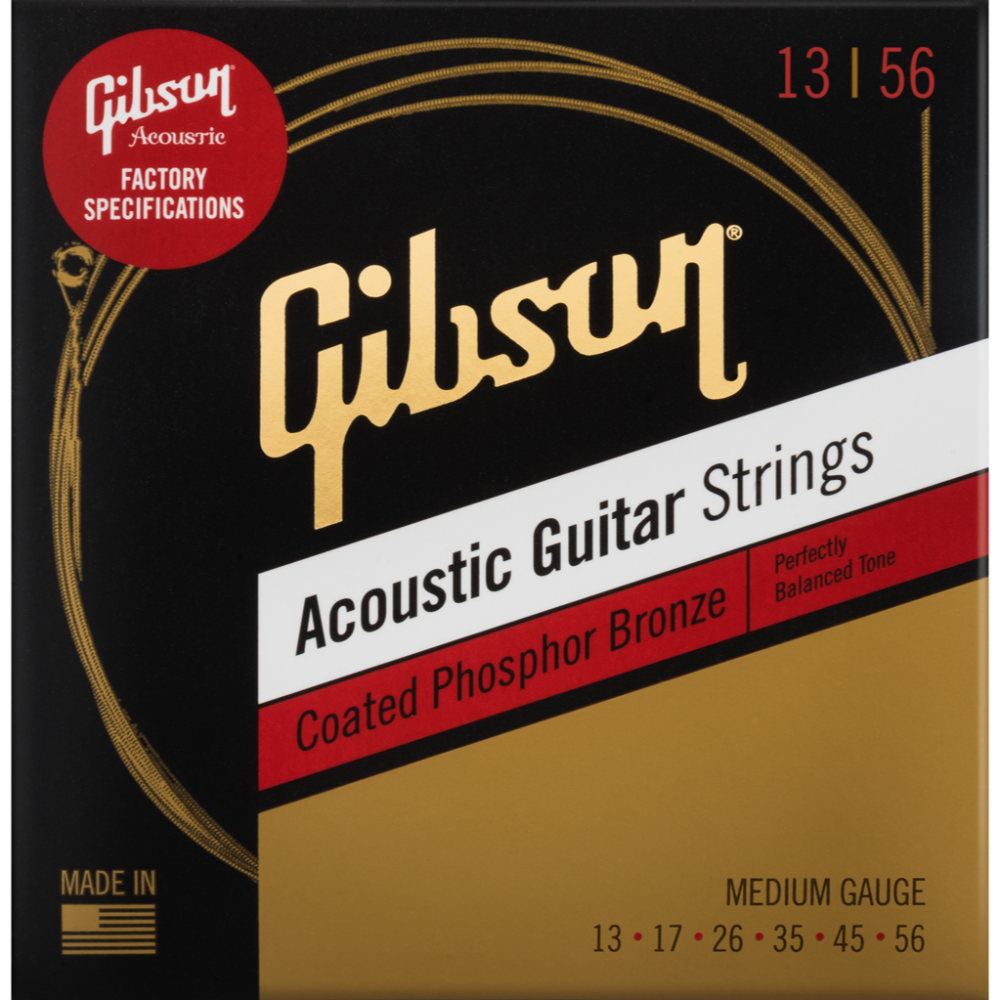 Gibson Coated Phosphor Bronze Acoustic Guitar Strings - Medium