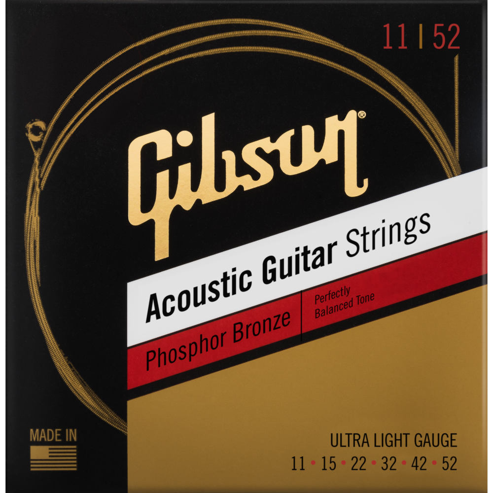 Gibson Phosphor Bronze Acoustic Guitar Strings - Ultra-Light