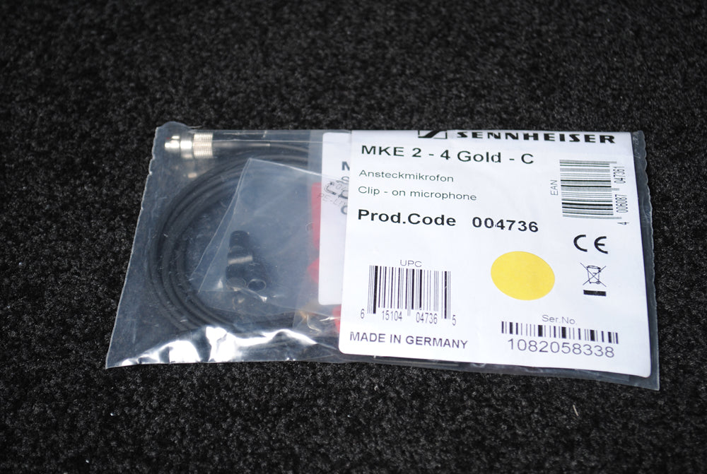 Sennheiser MKE 2-4 Gold-C Omnidirectional Lav Condenser Mic, 3-Pin LEMO, Black