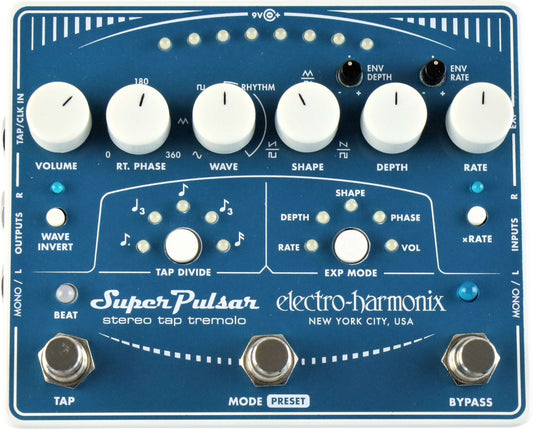 Electro Harmonix Super Pulsar Stereo Tap Tremolo Pedal