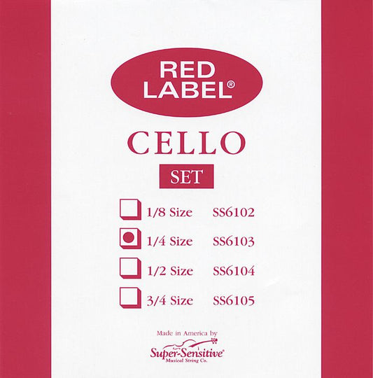 Super Sensitive SS6103 Red Label Medium Cello String Set 1/4""