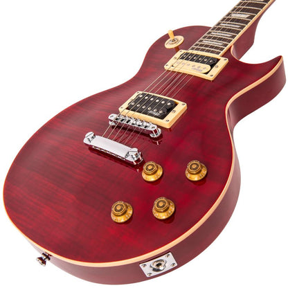 Vintage Reissue V100 Les Paul Style Electric Guitar - Trans Wine Red