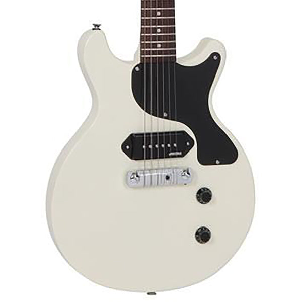 Vintage Icon V130CRS Doublecut Vintage White Les Paul Jr. Electric Guitar (V130VW)