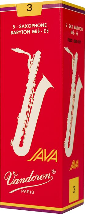 Vandoren Java Red Baritone Saxophone Reeds 3.5 Strength, 5-Pack