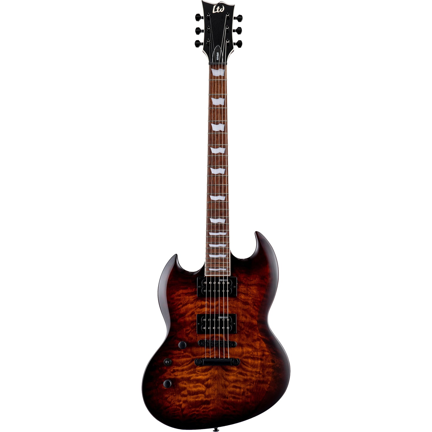 LTD Viper-256 Left Handed Electric Guitar, Dark Brown Sunburst